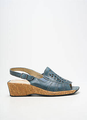 Sandale/pantofi decupați țesătură satinată toc de 4 la 6 cm albastru ROHDE femme