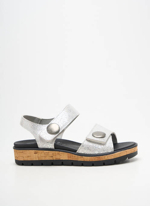 Sandale/pantofi decupați țesătură satinată toc plat până la 3 cm argintiu LA VAGUE femme