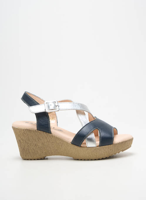 Sandale/pantofi decupați țesătură satinată toc de 7 la 9 cm argintiu BAERCHI femme