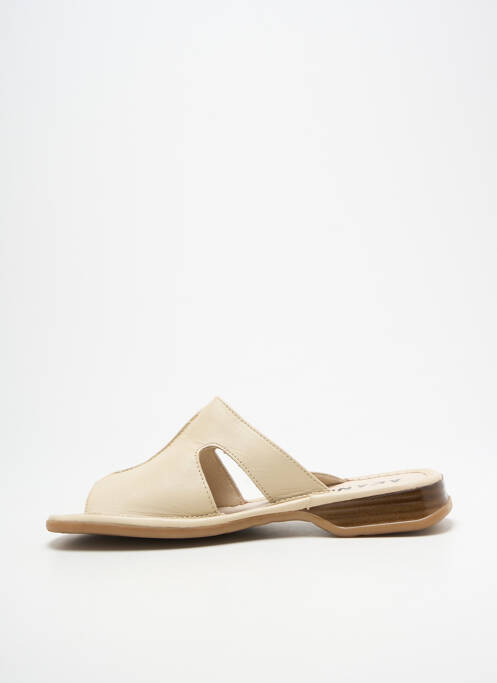 Mulete/saboți vârf deschis toc plat până la 3 cm bej AKANE femme