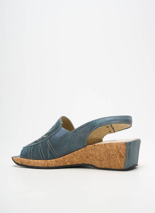 Sandale/pantofi decupați țesătură satinată toc de 4 la 6 cm albastru ROHDE femme