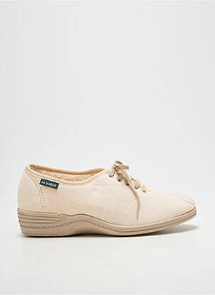 Papuci/pantofi de casă închidere cu șireturi toc plat până la 3 cm bej LA VAGUE femme