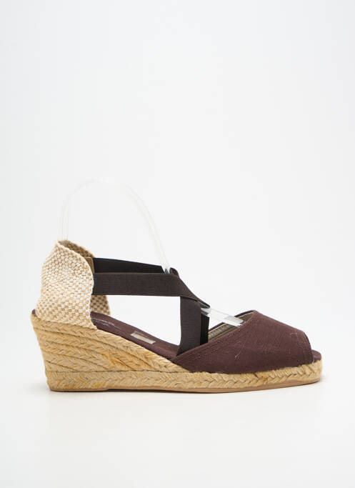 Espadrile vârf deschis toc de 7 la 9 cm maro BAYONA femme
