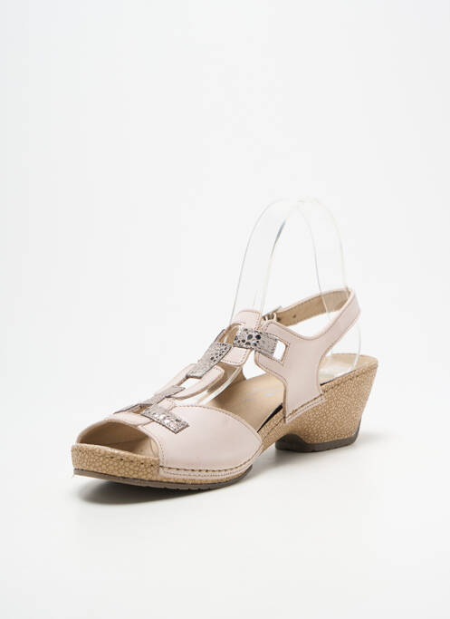 Sandale/pantofi decupați țesătură satinată toc de 4 la 6 cm bej BOISSY femme