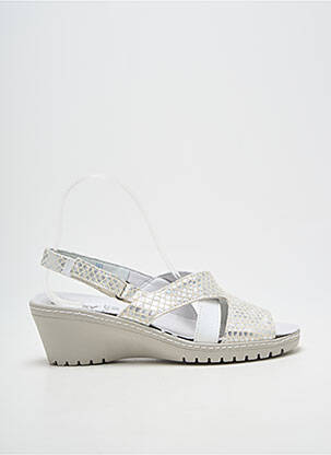 Sandale/pantofi decupați țesătură satinată toc de 4 la 6 cm argintiu BOISSY femme