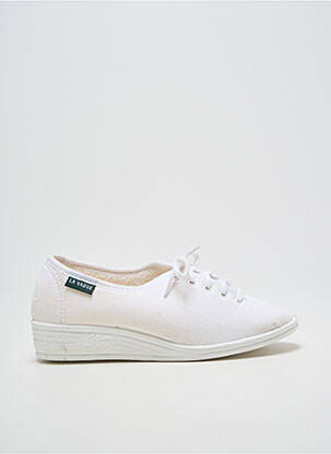 Papuci/pantofi de casă închidere cu șireturi toc plat până la 3 cm alb LA VAGUE femme