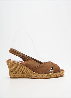 Espadrile închidere cu buclă(e) toc de 7 la 9 cm maro LA VAGUE femeie