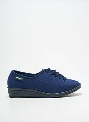 Papuci/pantofi de casă închidere cu șireturi toc plat până la 3 cm albastru LA VAGUE femme