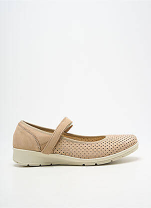 Balerine nubuc toc plat până la 3 cm bej ENVAL SOFT femme
