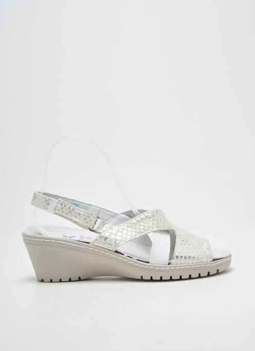 Sandale/pantofi decupați țesătură satinată toc de 4 la 6 cm argintiu BOISSY femme