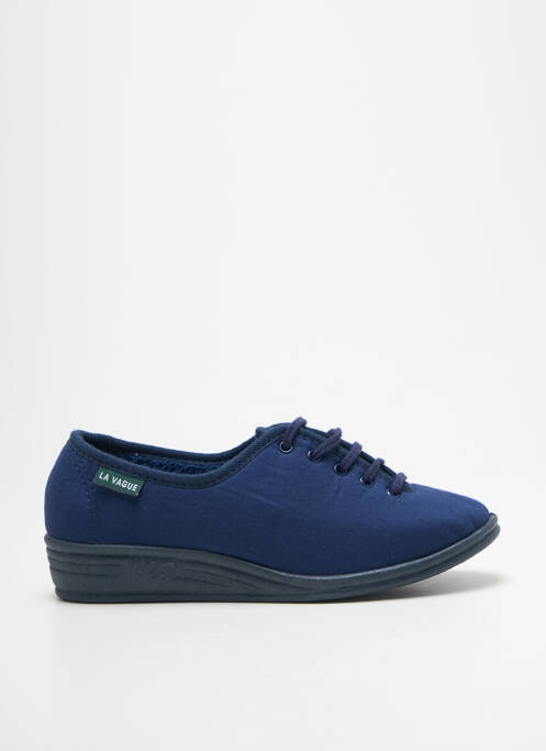 Papuci/pantofi de casă închidere cu șireturi toc plat până la 3 cm albastru LA VAGUE femme