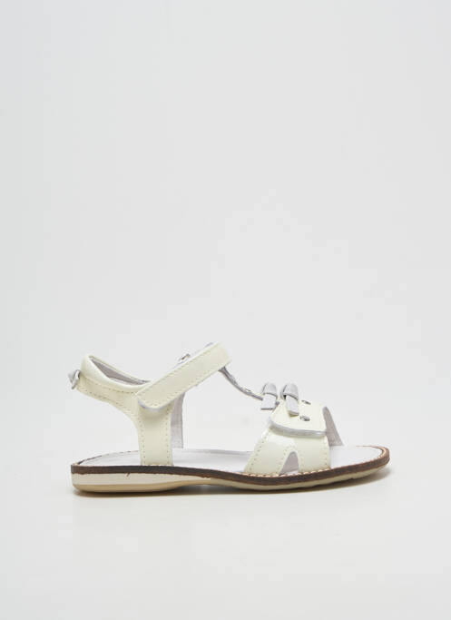 Sandale/pantofi decupați țesătură lăcuită vârf deschis alb NOËL fille