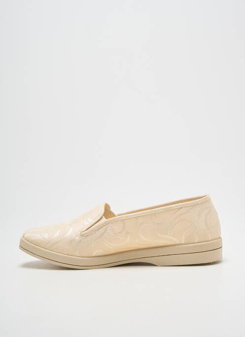 Papuci/pantofi de casă țesătură satinată toc plat până la 3 cm bej WAPITI femme