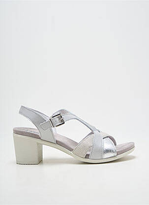 Sandale/pantofi decupați țesătură satinată toc de 7 la 9 cm argintiu ENVAL SOFT femme