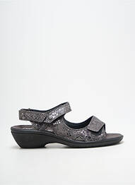 Sandale/pantofi decupați țesătură satinată toc de 4 la 6 cm argintiu ENVAL SOFT femme