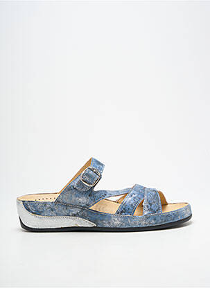 Mulete/saboți țesătură satinată toc de 4 la 6 cm albastru PEDI GIRL femme