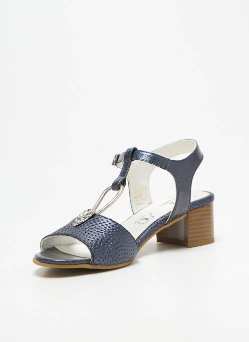 Sandale/pantofi decupați material neted toc de 4 la 6 cm albastru INEA femme