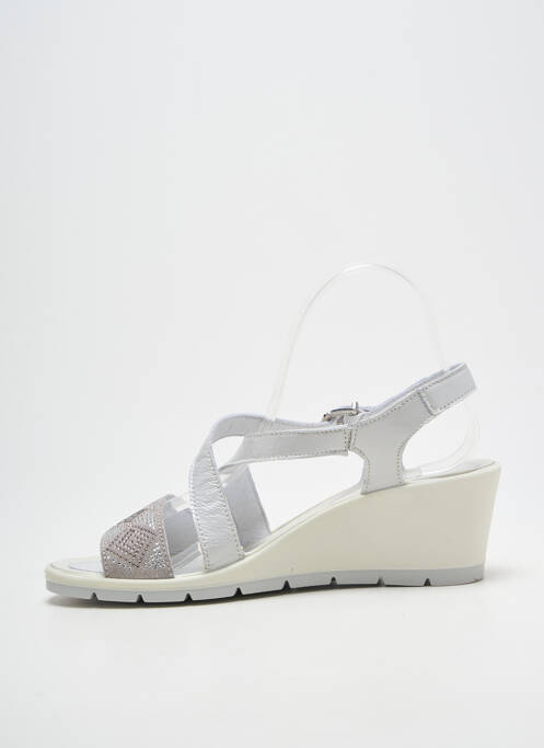 Sandale/pantofi decupați țesătură satinată toc de 4 la 6 cm gri ENVAL SOFT femme