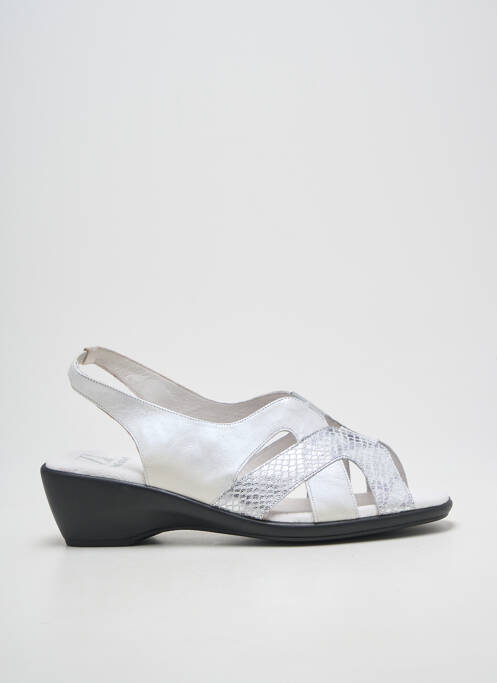 Sandale/pantofi decupați țesătură satinată toc de 4 la 6 cm argintiu PEDI GIRL femme