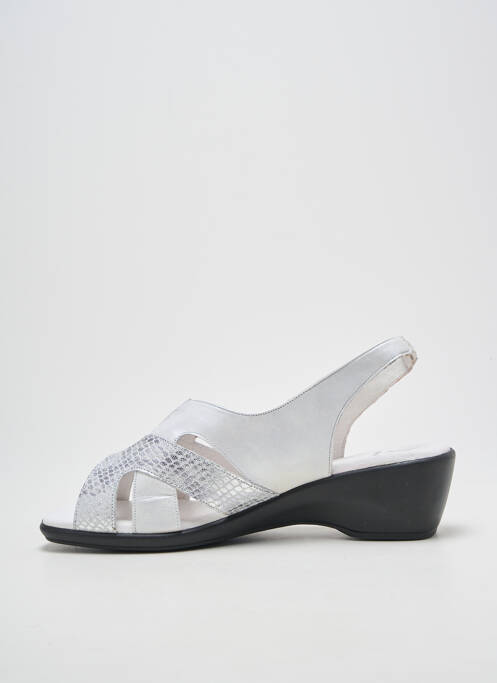 Sandale/pantofi decupați țesătură satinată toc de 4 la 6 cm argintiu PEDI GIRL femme