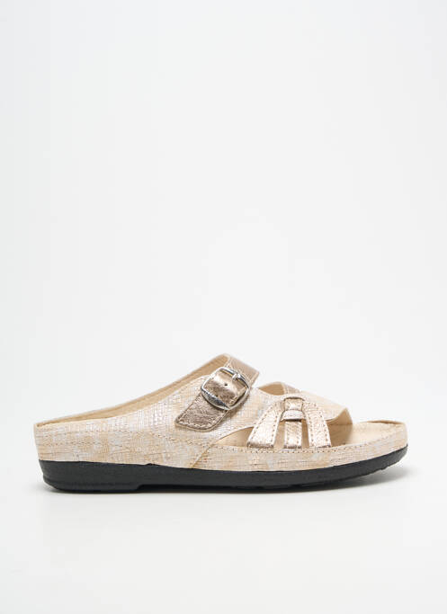 Mulete/saboți țesătură satinată toc plat până la 3 cm auriu PEDI GIRL femme