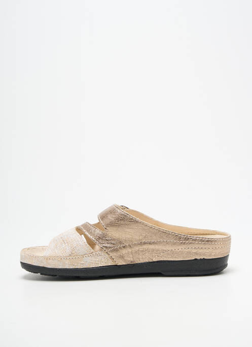 Mulete/saboți țesătură satinată toc plat până la 3 cm auriu PEDI GIRL femme