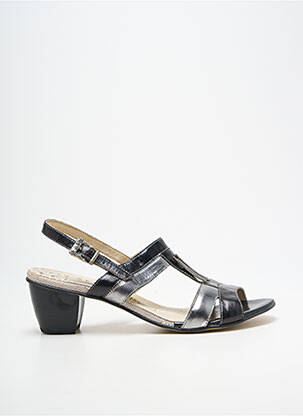 Sandale/pantofi decupați țesătură satinată toc de 4 la 6 cm argintiu GEO-REINO femme