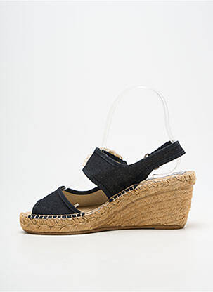 Espadrile vârf deschis toc de 7 la 9 cm negru ELUE PAR NOUS femeie