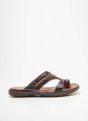 Șlapi vârf deschis toc plat până la 3 cm maro FLEXOLINE femme