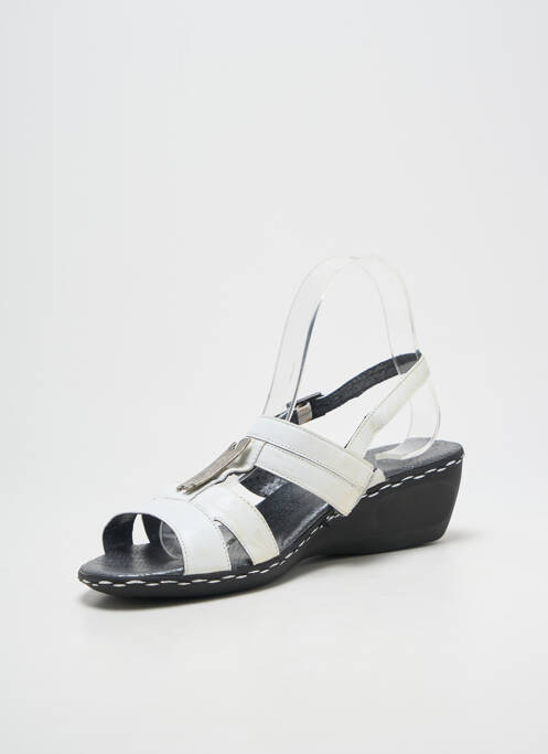 Sandale/pantofi decupați închidere cu buclă(e) toc de 4 la 6 cm alb GEO-REINO femme