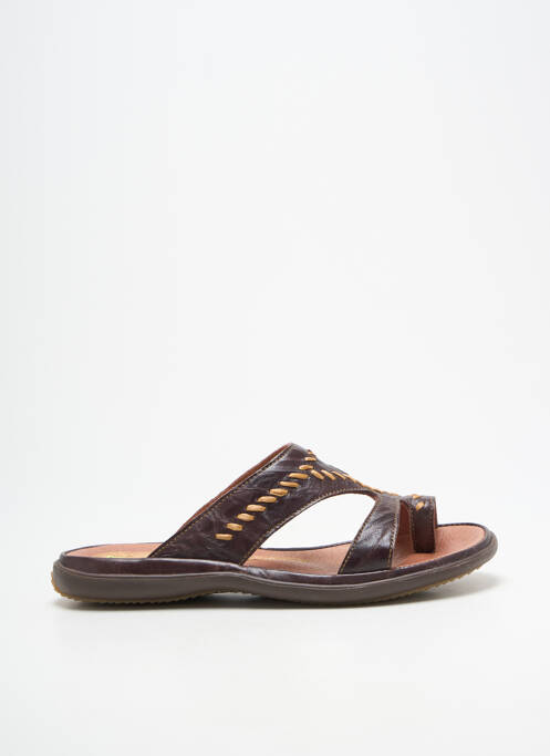 Șlapi vârf deschis toc plat până la 3 cm maro FLEXOLINE femme