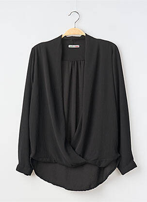 Top țesătură crep mâneci lungi negru MADE IN ITALY femeie