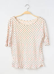 Tricou croială cambrată mâneci scurte bej BELLEROSE femme