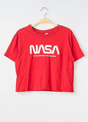 Tricou serigrafie flockată mâneci scurte roșu DIVIDED H&M femme