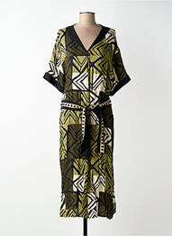 Rochie lungă imprimeu fantezie mâneci scurte verde PAZ TORRAS femme