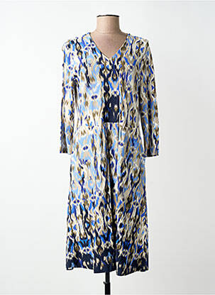 Rochie midi imprimeu fantezie mâneci lungi albastru BRANDTEX femeie