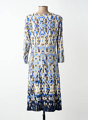 Rochie midi imprimeu fantezie mâneci lungi albastru BRANDTEX femeie