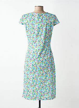 Rochie midi imprimeu fantezie mâneci scurte albastru TELMAIL femeie