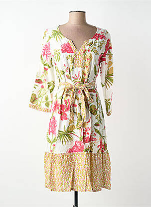 Rochie midi imprimeu floral mâneci lungi bej AGATHE & LOUISE femme