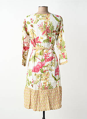Rochie midi imprimeu floral mâneci lungi bej AGATHE & LOUISE femeie
