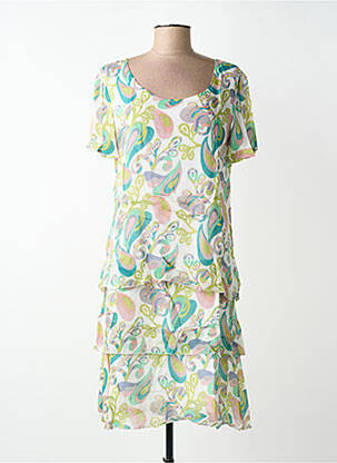 Rochie midi țesătură crep mâneci scurte verde AGATHE & LOUISE femme