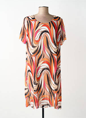 Rochie scurtă mâneci scurte mâneci scurte portocaliu COULEURS DU TEMPS femeie