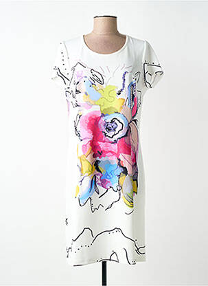 Rochie midi imprimeu fantezie mâneci scurte bej GREGORY PAT femeie