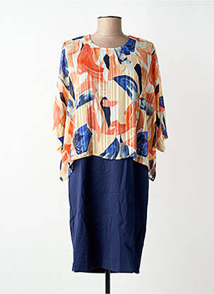 Rochie midi imprimeu fantezie mâneci scurte albastru BRANDTEX femme