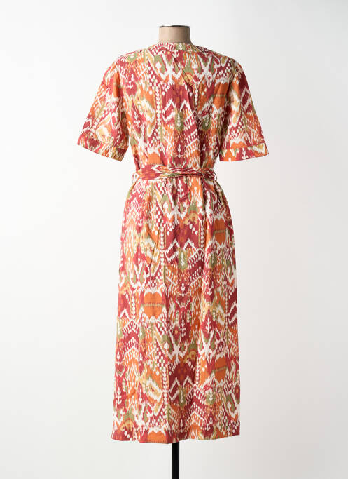 Rochie midi imprimeu fantezie mâneci scurte portocaliu JULIE GUERLANDE femme