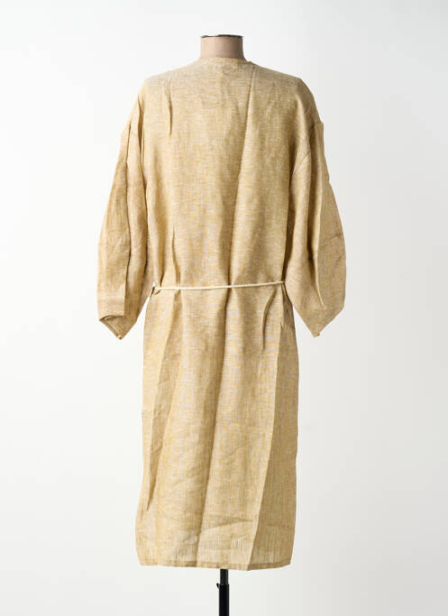 Rochie midi guler în v mâneci 3/4 bej BLANC BOHEME femme