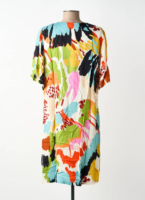 Rochie midi imprimeu fantezie mâneci scurte galben FELINO femme