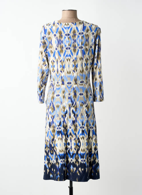 Rochie midi imprimeu fantezie mâneci lungi albastru BRANDTEX femme