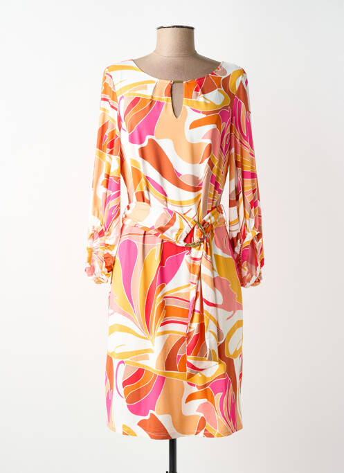 Rochie midi imprimeu fantezie mâneci lungi portocaliu K-DESIGN femme