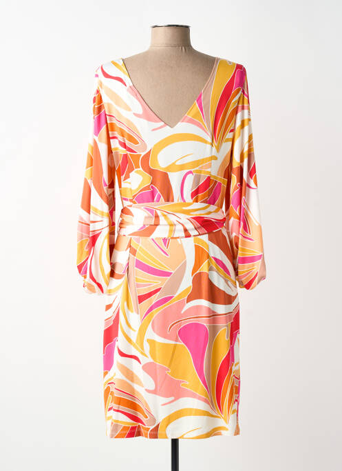 Rochie midi imprimeu fantezie mâneci lungi portocaliu K-DESIGN femme